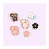 Pins, Brooches Pink Flower Enamel Pin For Women Fashion Dress Coat Shirt Demin Metal Brooch Pins Badges Promotion Gift Drop Delivery Dhs8B