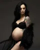 Maternity Dresses Luxury artificial fox fur maternity suit photo shooting bodyguard set maternity suit Q240413