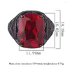 Küme Yüzükleri 2024 Vintage 12 16mm Ruby Safir Emerald Ring Taş Partisi Güzel Takı Siyah Kadınlar İçin Lady Aksesuarları