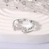 Klusterringar slovecabin 925 sterling silver öppen hund fingerring med rosa kubik zirkon för kvinnor alltid i mitt hjärtvalentins gåva