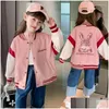 Jackor 2024 Spring Autumn Girls Baseball Jacket Splicing Sequin Cartoon Long Sleeve Fashion Coats för 4-14 år barn Drop Delivery B Otigz