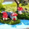 Decorative Figurines 3Pcs/Set Mini Cartoon Red Mushroom House 3 Types DIY Resin Fairy Garden Craft Decoration Miniature Micro Gnome