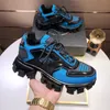 2024 Designer Neue Herren Womens Casual Shoes Blue Black Schwarz dick-löst-Resistante Sportschuhe Luxus-Schnür-Leder-Freizeitschuhe geprägter Trainer Sneaker Größe 38-46