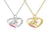 10Pcs New Unicorn heart Necklaces Colored Dripping oil pendant Necklaces for teenage woman Jewelry gift T10418641467091052