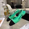 2024 clássicos slingback sandálias grossas couro solteiro salto bloqueio de bloco de ponta redonda de pé de alta qualidade designers de luxo de luxo