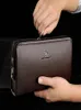 Wallets Business Wallet Men039s Clutch Bag Antitheft Password Lock Men Zipper Leather Phone Luxury Handy Billetera1310275