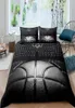 Bedding sets Basketball Duvet Cover Set Black 3D Ball Sports Theme Bedding Set Microfiber Basketball Court Competitive Games King 9918021