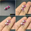 Stud Earrings Natural Ruby Earring Original Real 925 Sterling Sier 5 7Mm 2Pcs Gemstone For Men Or Women Drop Delivery Jewelry Dhgpn