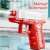 Sable Player Water Fun Mini Water Gun Manual Hair Dryer Automatic Shooting High-Capacity Imperproof Pistol Summer Beach Water Gun Game Toy Boy Gift Q240413