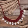 Pendant Necklaces Women Summer White Shell Choker Necklace Seashell Rope Chain Beach Girls Bohemian Jewelry Drop Delivery Pendants Dhdu2