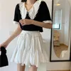 Mini spódnica solidna suknia balowa wysoka talia modny szyfonowy styl Koreański Temperament Student Casual Allmatch Chic 240408
