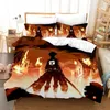 Set di biancheria da letto attacco anime su titan 3d set stampato copripiumini coperte di cusffette con piumino da letto da letto