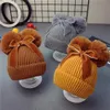 Cappelli a filo a sfera a doppia pelliccia a doppia pelliccia baby pom pom pomie berretto per bambini bambini bambini inverno accessori per cappelli a maglia caldi a maglia Caps29678150