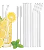 Clear Glass Straw 2008mm Reusable Straight Bent Glass Drinking Straws with Brush Eco Friendly Glass Straws for Smoothies Cocktail7812290