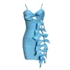 Basis Casual jurken vrouwen zomer 2024 y uitgehakte blauwe stropdas verbanding mini gebreide avondclub feestjurk drop levering appa dhpue