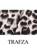 Women's Pants TRAFZA 2024 Woman Vintage High Waist Zipper Slim Trousers Women Leopard Print Decoration Loose Casual Long Streetwear