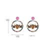 Charme la fête des mères maman round boucles d'oreilles en bois solaire fleur de fleur de fleur de papillon