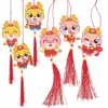 Decorative Figurines 2024 Chinese Year Dragon Decoration 6Pcs Zodiac Pendants R Hanging Spring Festival Home Car Decor Picture 3