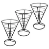 Dinware sets 3 PCS Cone Snack Holder Fries Cups Display Roestvrij stalen flatware Serveermand voorgerechten voorgerechten Stands