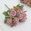 Dekorativa blommor Fake Silk Elegant Artificial Rose Branch med 6 huvuden för Home Wedding Party Decor Faux inomhus Stylskt