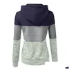 Sweats à capuche pour femmes Sweatshirts avec une fermeture à glissière Color Sweatshirt Top Pocket Contrast Sport Long Hooded Sleeve Patchwork Toddler OU DH9JC