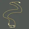 Europe America Style Armband Halsband Lady Women Mässing Double F Initialer Bokstavsinställningar Diamond Pendant Plated Gold Chain Jewelry Sets