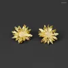 Stud Earrings INature Dance In The Sun 925 Sterling Silver Luxury Jewelry Shiny Zircon Artificial Flower For Women Party