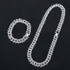 Difeiya Double Row Full of Diamonds Hip Hop Cuban Chain Necklace 925 Sterling Silver Italian Cuban Necklace for Men and Women