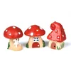 Decorative Figurines 3Pcs/Set Mini Cartoon Red Mushroom House 3 Types DIY Resin Fairy Garden Craft Decoration Miniature Micro Gnome