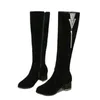 731 Damenstiefel Mode Mode Langer Strassstein mit hohem Knie-hohen Reißverschluss Retro Knight Boot Women Schuhe 240407 609