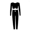 Kvinnors tvådelar Pants Designer Set Women Sportswear Workout Clothes Long Sleeve Yoga Leggings