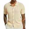 Мужские повседневные рубашки мужчины вязаная рубашка с коротким рукавом футболка для летнего кардигана летняя кардигана в дышащий односпальный топ