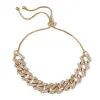 ABS Hip Hop Gold Cubanlink med Crystal DiamondChain Halsband för kvinnor smycken Drop Leverans Löst pärlor DH4BV
