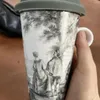 Becher Klassische Ölmalerei Serie Silikondeckel mit Doppelschicht Keramikwagen Kaffeetasse Kaffeetasse