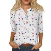 Kadın Tişörtleri Kadın Sevimli Baskı Tees Bluses Sıradan Artı Boyut Boynuz Üstler 3/4 Kollu Genç Kadın Giysileri Giysileri
