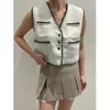 Vêtes pour femmes Femmes Summer Style Fragant V-Neck Contrast Edge Multi Pocket Design Voot Casual Vest Coat