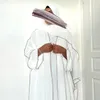 Trzyczęściowy zestaw Abaya z Hijab Free Belt Jazz Jazz Crepe Kimono Slewale pod sukienką Eid Ramadan Muzułmanin Women Islamskie odzież 240410