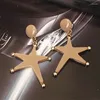 Stud Earrings 2024 Trendy 5 Colors Exaggerate Five-pointed Star For Women Cute Dangle Big Acrylic Accessories