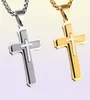 Hip Hop Cross Pendant Necklace For Men New WhiteBlack Gold Color Stainless Steel 55CM Box Link Chain Male Gift5147913