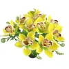 Flores decorativas Perfeita coloração de colorida adereços Acessórios de vaso 3D decoração de seda de seda florida falsa orquídea ornamentos de mesa