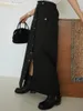 Jupes Clove Jupe de bureau noir en vrac pour les femmes Élégant haute taille de la cheville vintag Vintag Classic Female Vêtements