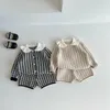 Zestawy odzieży Dziewczęce Dziewczyny Sweter Spring Autumn Baby Tops Knitting Shorts Dwuczęściowy 2024 Zrzuć przycisk kołnierza luźne