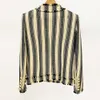 Women's Wool Blends Autumn/Winter Star Sequin Stripe grov tweed Löst skägg kant rund nackjacka