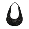 Hobo Solid paljetter Underarm Bag Women Korean Style Ins Shoulder Bags Glitter Sparkly Evening Clutch Bling Designer