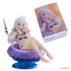 Action Toy Figures 13cm anime Elaina Figure Wandering Witch The Journey PVC Söt sittande position Swimsuit Model Swimming Ring Series Toys Presents