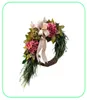 Farmhouse Pink Hortengea Wreath Rustic Home Decor Garland Artificial For Door Wall Decor BS Q08128256708
