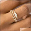 Anneaux de bande Set Tiny Small Ring pour les femmes Gold Color Cumbic Zirconia Midi Finger Anniversaire Jewelry Accessoires Cadeaux Kar229 Drop Deliv DHBCW