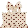 Kledingsets 1-9 jaar KS zomer peuter jumpsuit klimpak babymeisjes katoenen bedrukte riem jurk kindervliegende mouw t-shirt