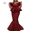 Bintarealwax Africa Style Two Piece Dress Skirt Set Dashiki Elegant Clothing Ruffles Crop Top and Skirt Women Sets for Wedding WY9085