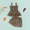 Clothing Sets 2Pcs Baby Girls Clothes Suit Summer Infant Leopard Patterns Wide Sling Ruched Ruffle Layers Top Shirt High Waist Short Pants